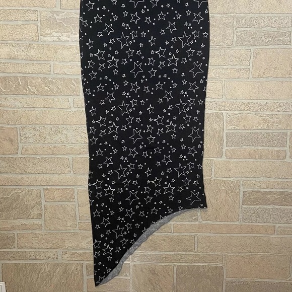 NWOT FRANK & EILEEN TEE LAB STAR PRINT Distressed Black ASYMMETRICAL SKIRT SZ S - Picture 2 of 5